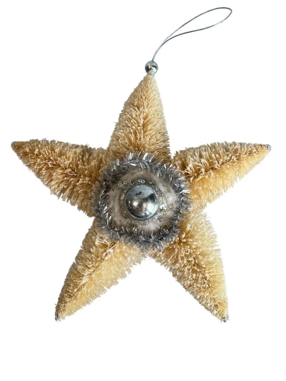 Vintage Bottle Brush Star Ornament Large 8.5